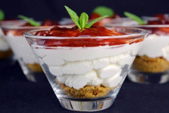 tarta de queso en vaso