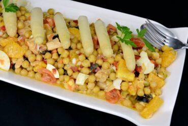 ensalada de garbanzos con esparragos
