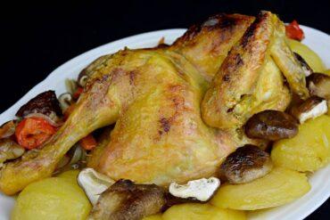 pollo asado con patatas panadera