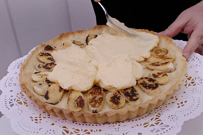 tarta de plátano con crema de queso paso 10