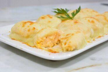 huevos rellenos de gambas