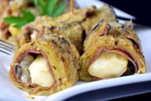 rollitos de berenjena rebozados