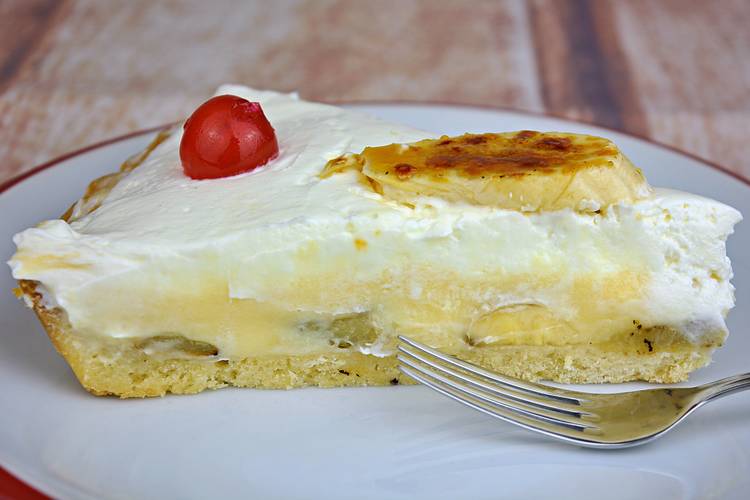tarta de platano con crema de queso