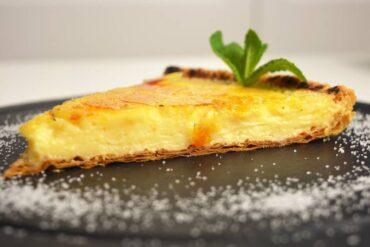 tarta de hojaldre y crema catalana