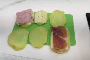 Sándwich de patata con jamón y queso paso 1