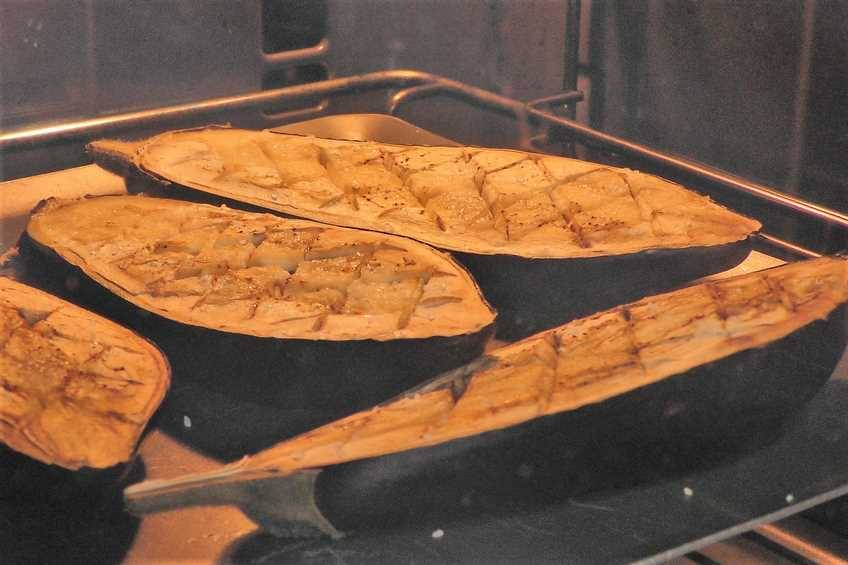 berenjenas rellenas de pavo y beicon, paso 2