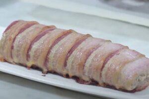 Rollo de carne picada con champiñones y beicon paso 4