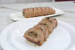 Rollo de carne picada con champiñones y beicon paso final