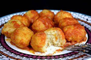 albóndigas de arroz y gambas paso 8