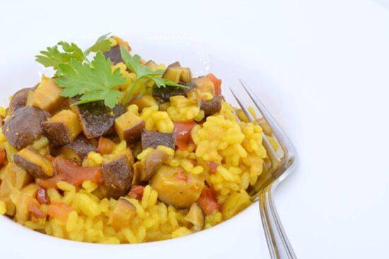 arroz con setas y verduras