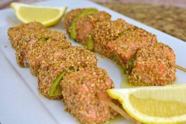 brochetas de salmon