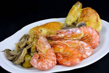 pollo asado con gambas