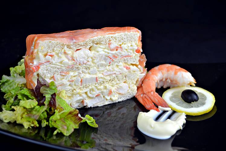pastel de marisco y salmon ahumado