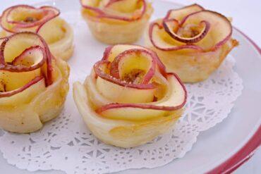 rosas de manzana y hojaldre