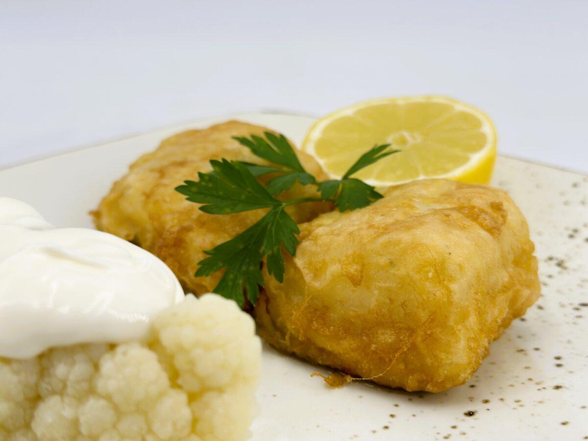 Bacalao skrei rebozado con coliflor principal