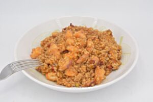 arroz cremoso con pulpo y langostinos paso final